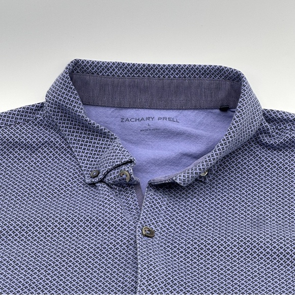 Zachary Prell Stretch Fabric Button Up Shirt Men's L Short Sleeve Blue - Picture 3 of 8